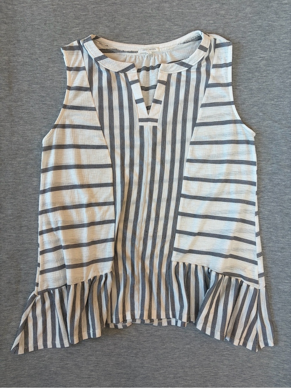 Striped Ruffle Hem Tank Top - Ava James
